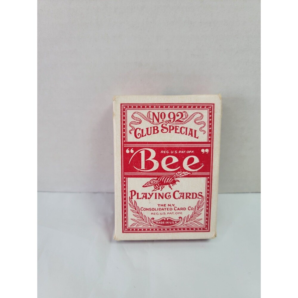 Vintage Bee No. 92 Club Special Playing Cards Sealed Tax Stamp Red Back No. 67